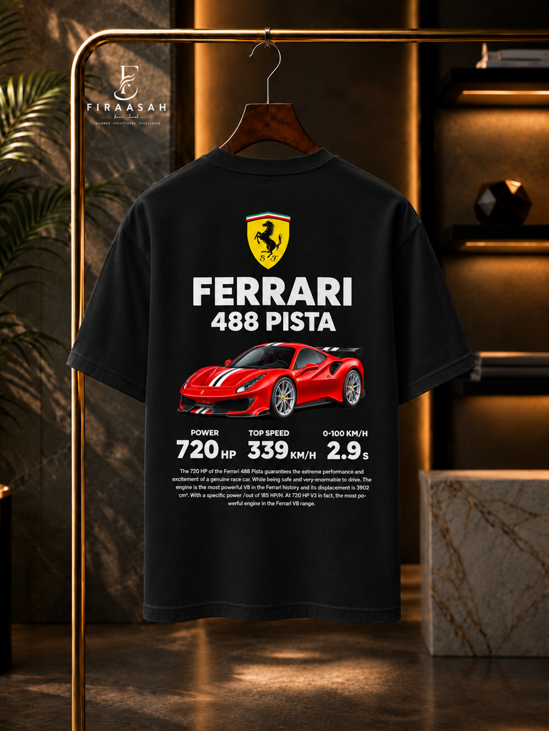 Ferrari 488 Pista Oversized Drop Shoulder T-Shirt