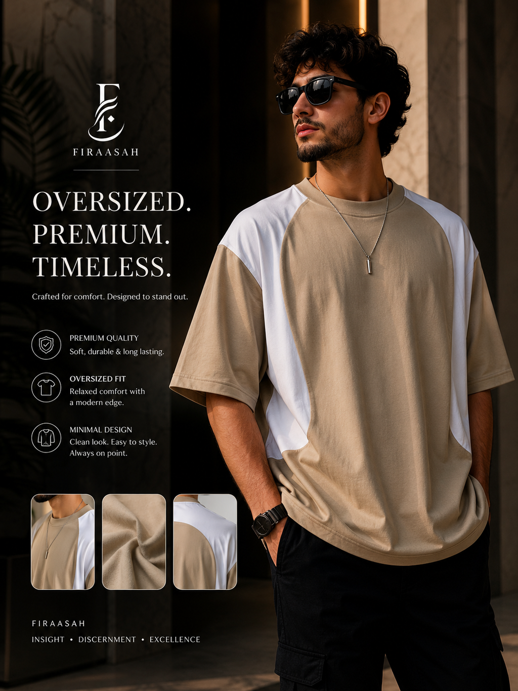Round Panel Oversized Drop Shoulder T-Shirt