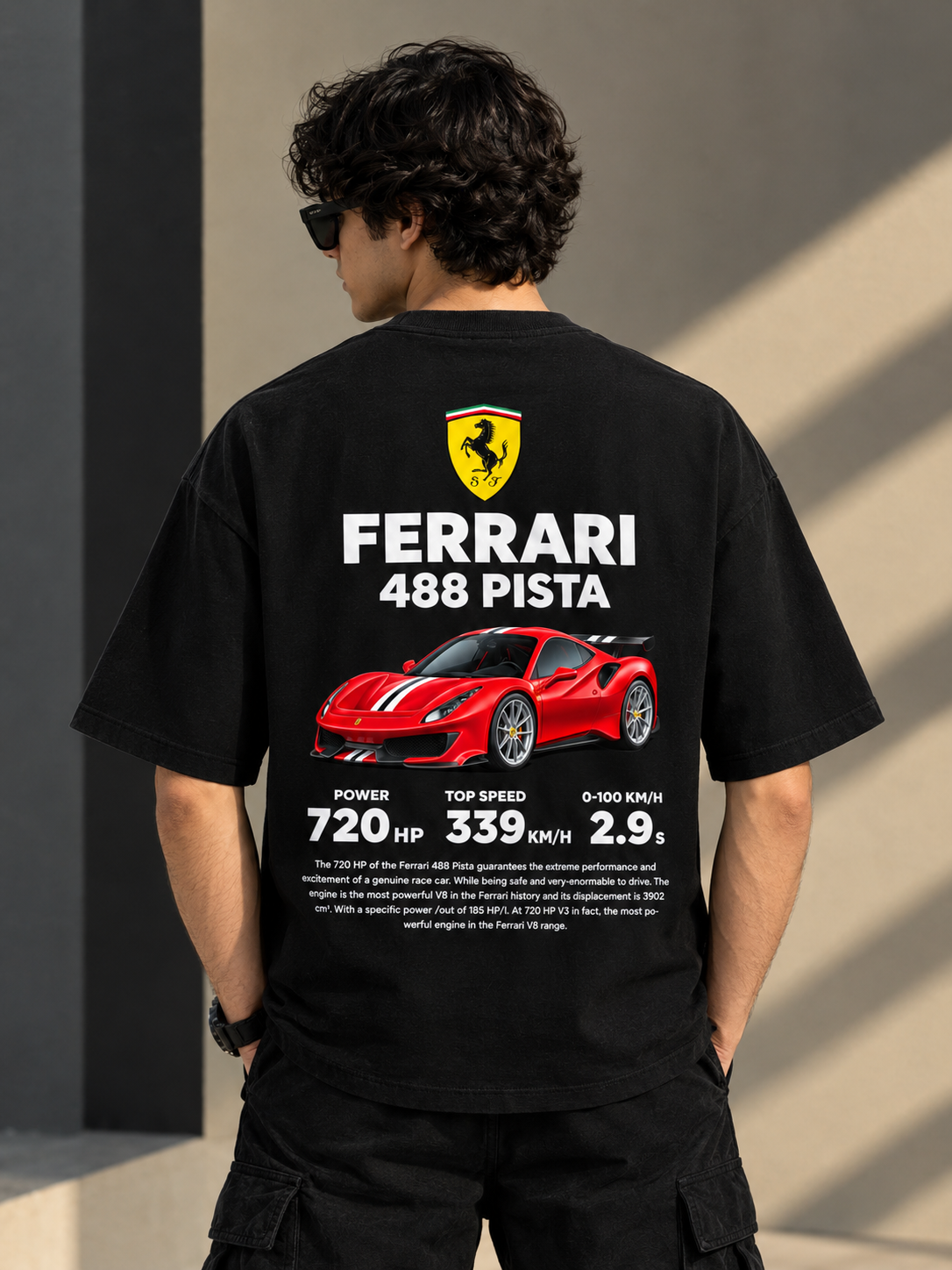 Ferrari 488 Pista Oversized Drop Shoulder T-Shirt